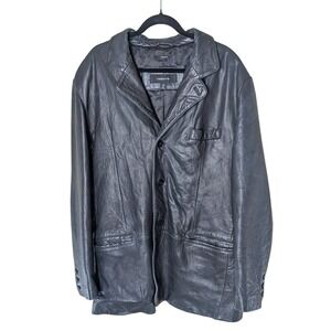 Claiborne Men's Black Lambskin‎ Leather Blazer Jacket Size L — Fair Condition